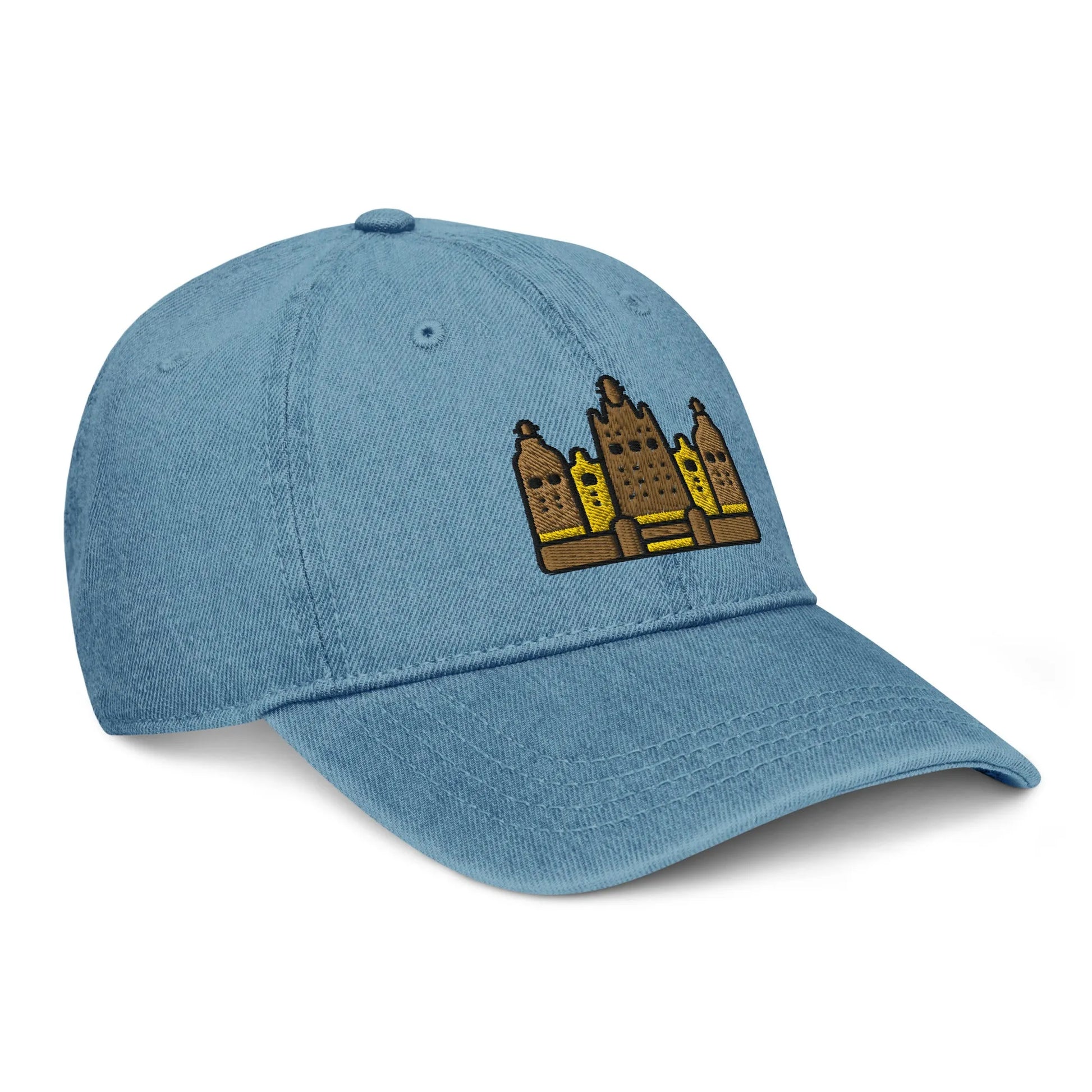 Malian Great Mosque Embroidered Denim Dad Hat - The Global Wanderer