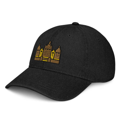 Malian Great Mosque Embroidered Denim Dad Hat - The Global Wanderer