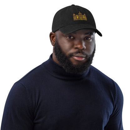 Malian Great Mosque Embroidered Denim Dad Hat - The Global Wanderer