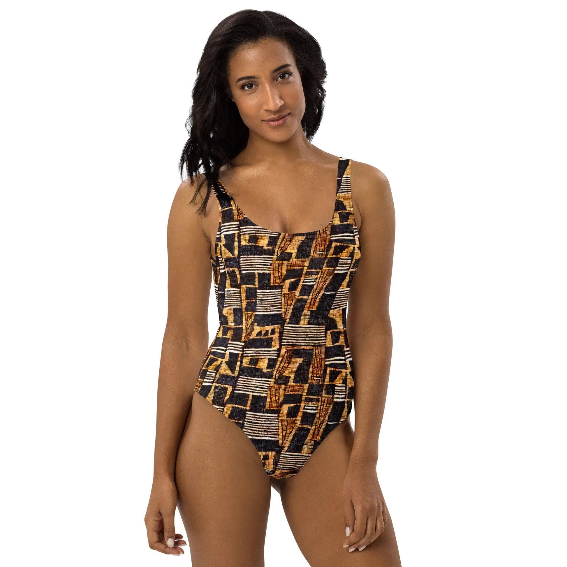 Malian Mud Cloth One-Piece Swimsuit - The Global Wanderer