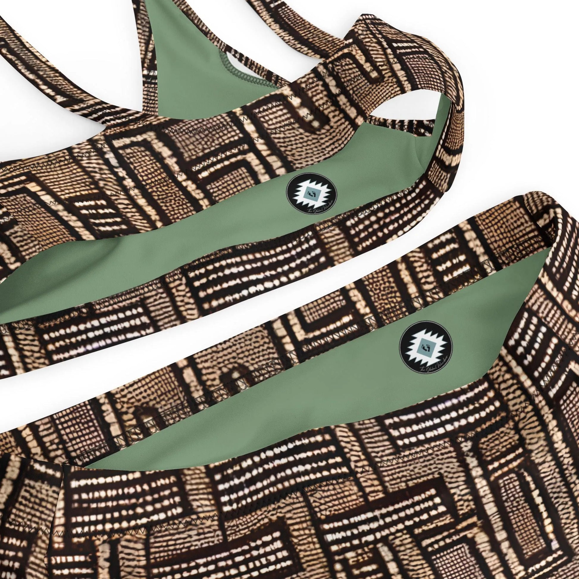 Malian Mud Cloth Recycled High-Waisted Bikini - The Global Wanderer