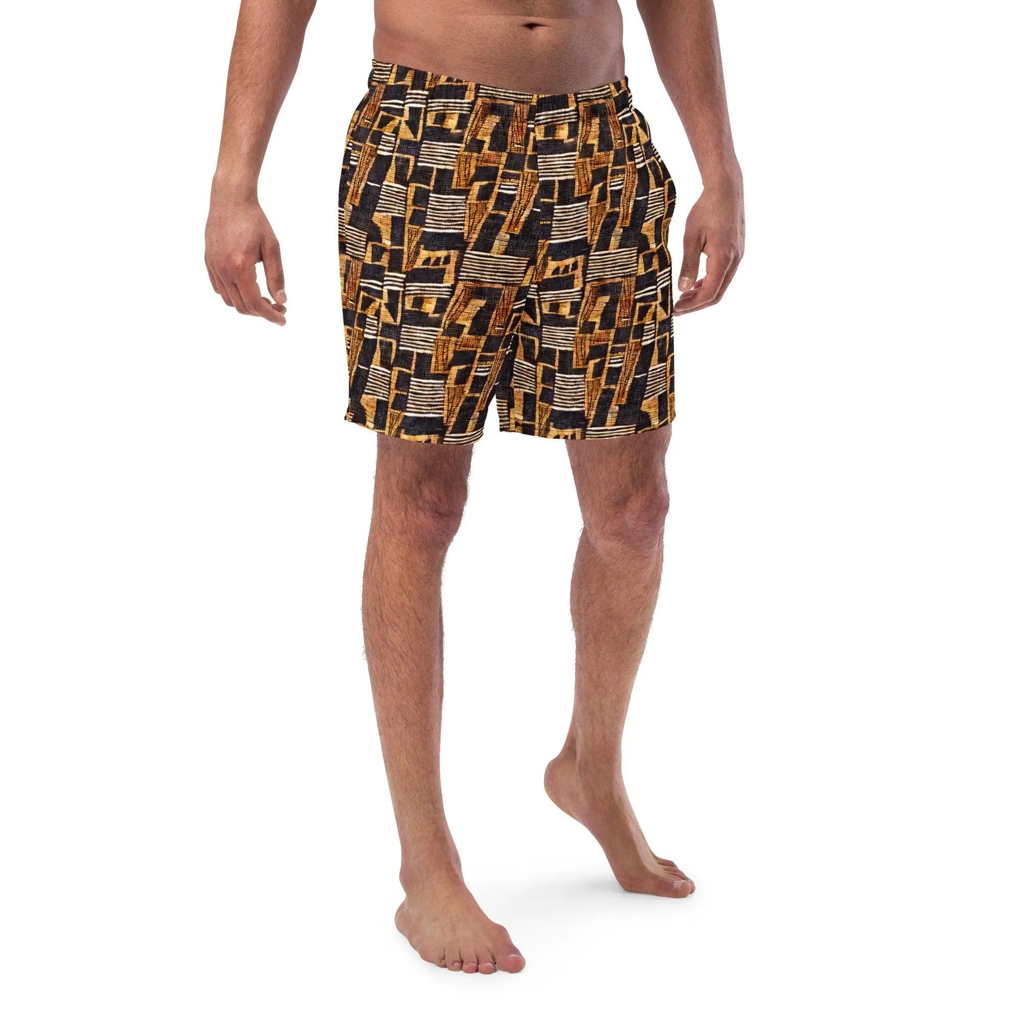 Malian Mud Cloth Recycled Men's Swim Trunks - The Global Wanderer