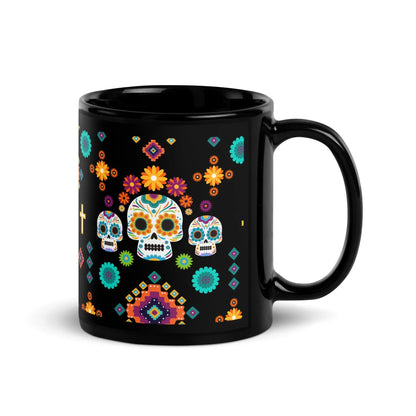 Mexican Day of the Dead Black Mug - The Global Wanderer