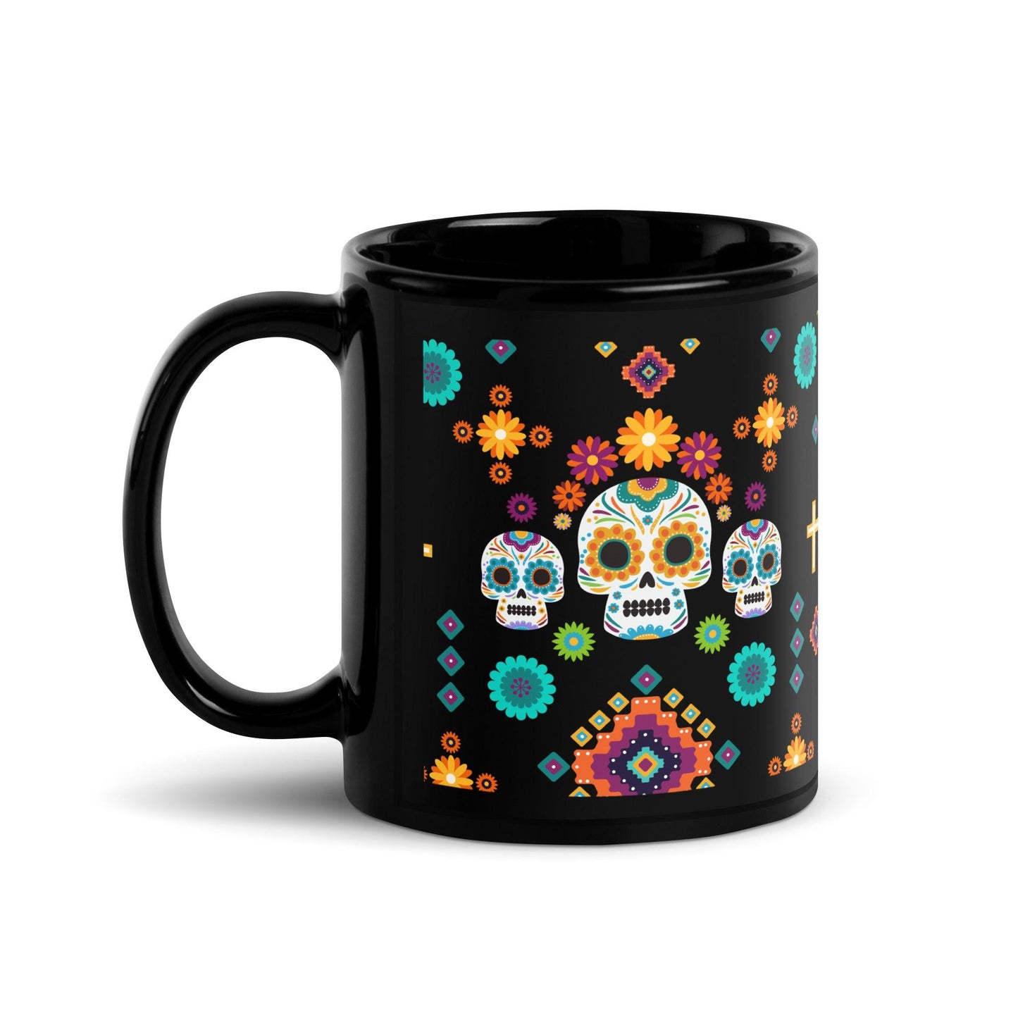 Mexican Day of the Dead Black Mug - The Global Wanderer