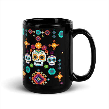 Mexican Day of the Dead Black Mug - The Global Wanderer