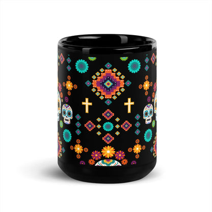 Mexican Day of the Dead Black Mug - The Global Wanderer