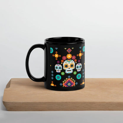 Mexican Day of the Dead Black Mug - The Global Wanderer