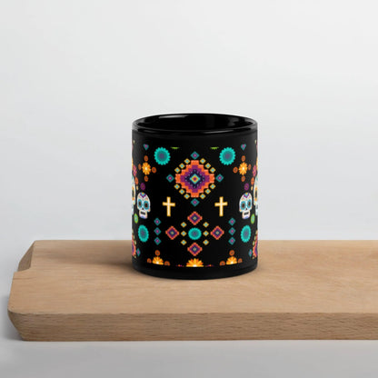 Mexican Day of the Dead Black Mug - The Global Wanderer