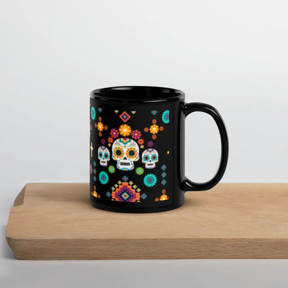 Mexican Day of the Dead Black Mug - The Global Wanderer