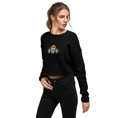 Mexican Day of the Dead Cropped Sweatshirt - Embroidered - The Global Wanderer