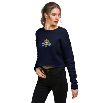 Mexican Day of the Dead Cropped Sweatshirt - Embroidered - The Global Wanderer