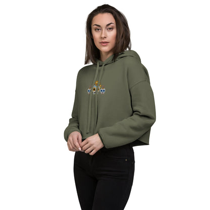 Mexican Day of the Dead Embroidered Cropped Hoodie - The Global Wanderer