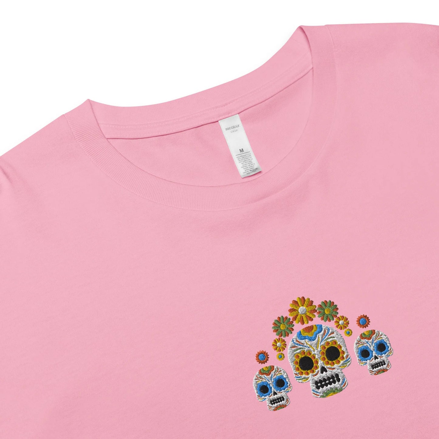 Mexican Day of the Dead Embroidered Cropped T-Shirt - The Global Wanderer