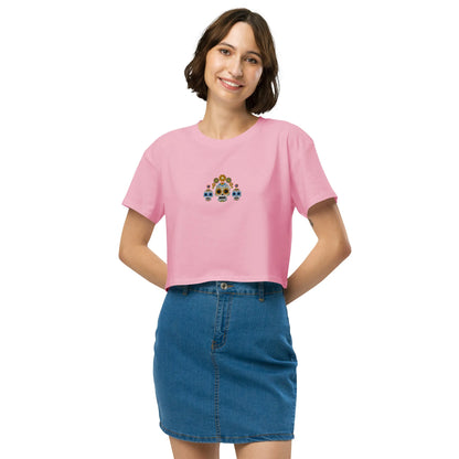 Mexican Day of the Dead Embroidered Cropped T-Shirt - The Global Wanderer