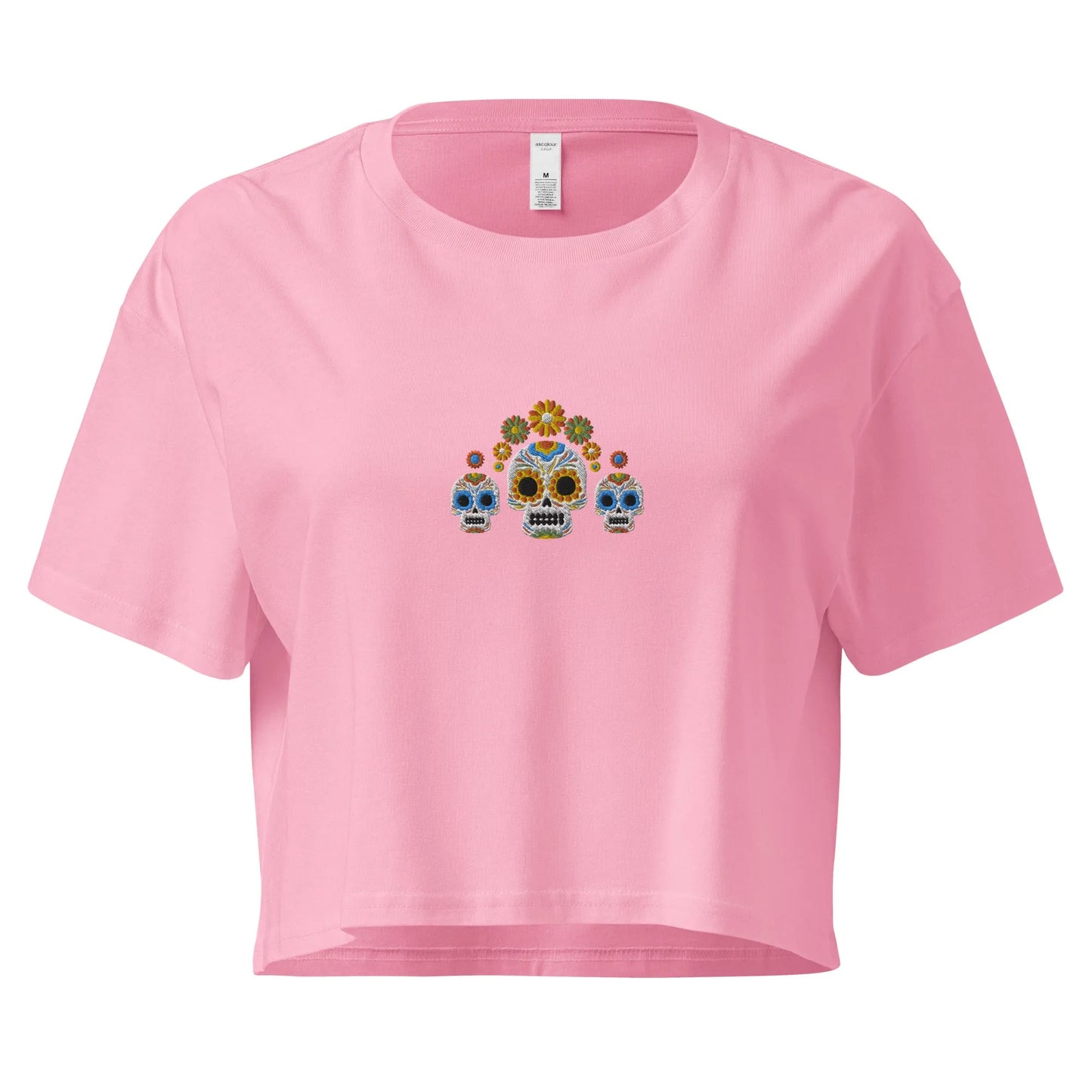 Mexican Day of the Dead Embroidered Cropped T-Shirt - The Global Wanderer