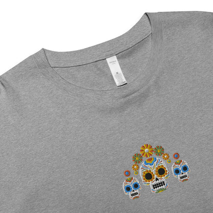 Mexican Day of the Dead Embroidered Cropped T-Shirt - The Global Wanderer