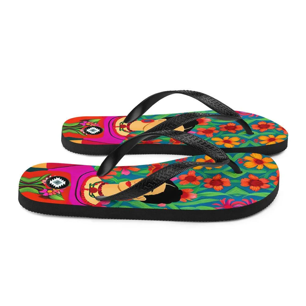 Mexican Icon Frida Flip Flops - The Global Wanderer