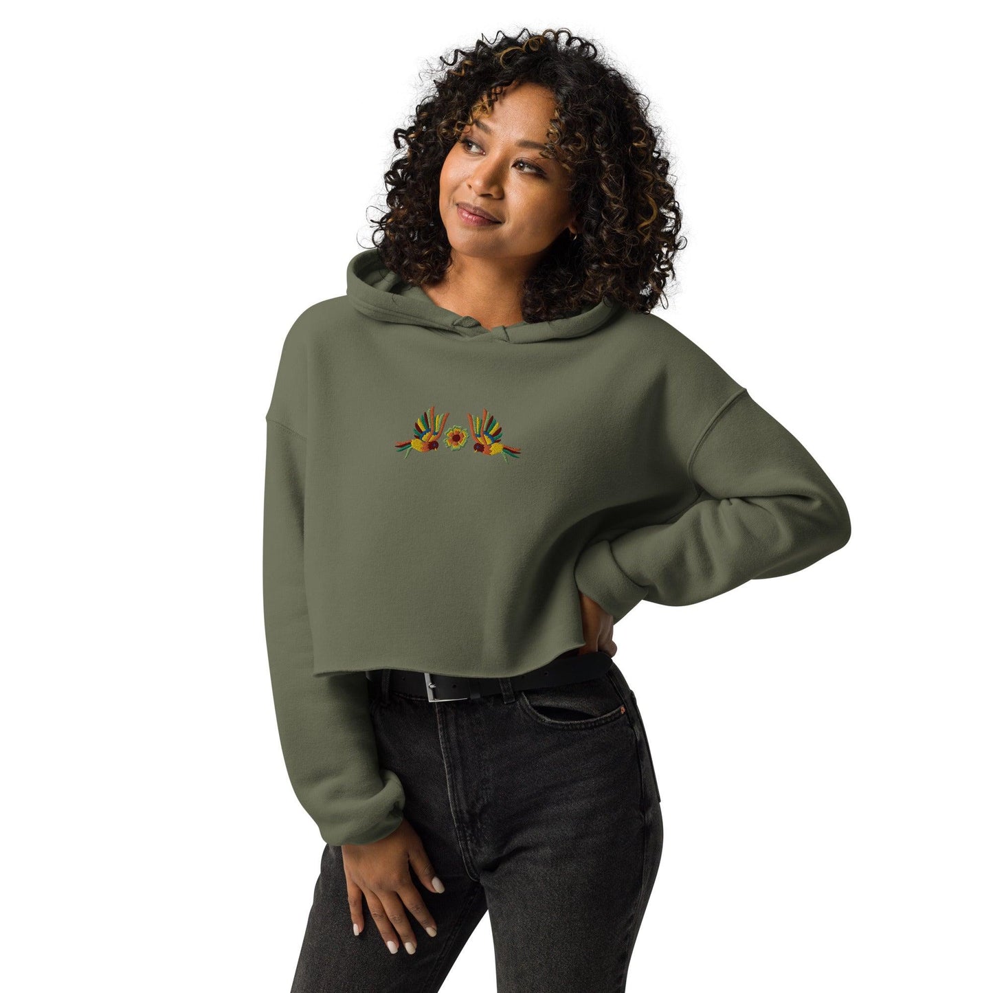 Mexican Otomi Cropped Hoodie - The Global Wanderer