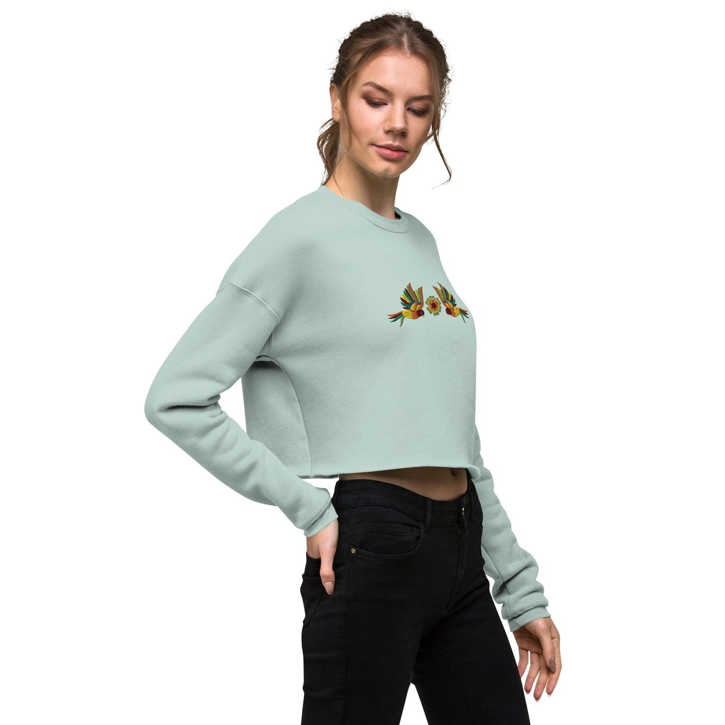 Mexican Otomi Cropped Sweatshirt - The Global Wanderer