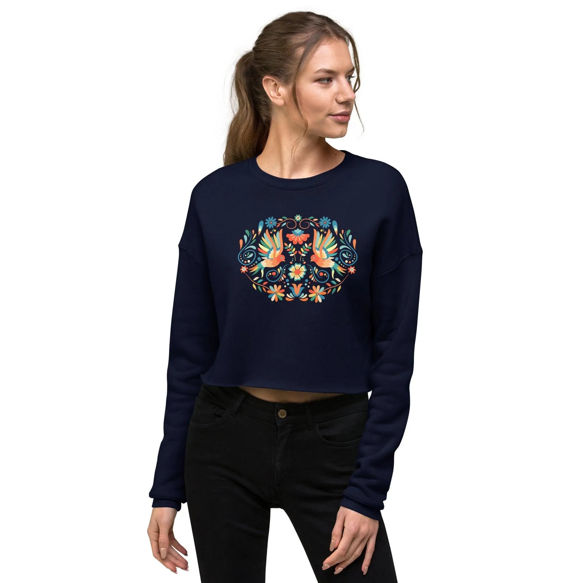 Mexican Otomi Cropped Sweatshirt - The Global Wanderer