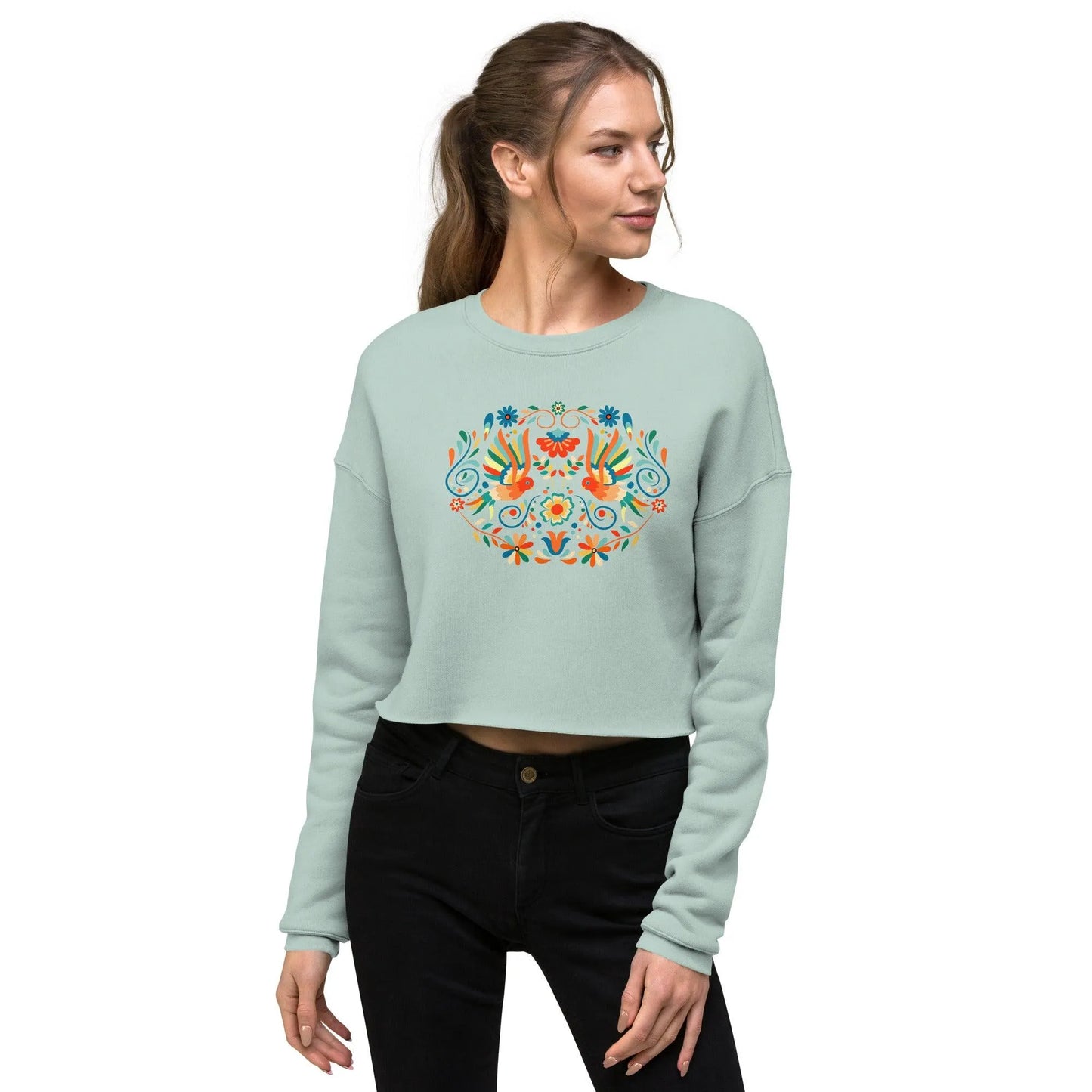 Mexican Otomi Cropped Sweatshirt - The Global Wanderer