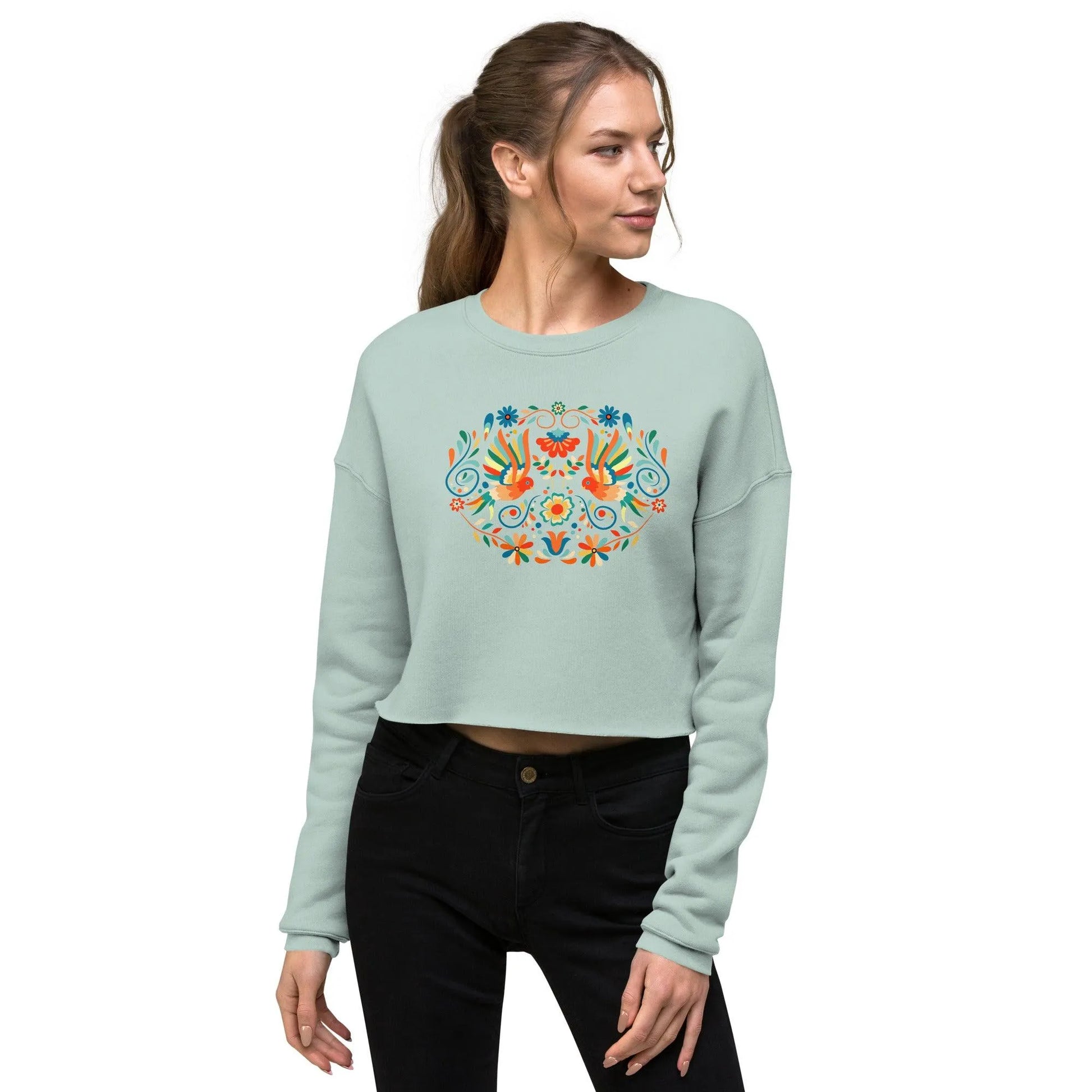 Mexican Otomi Cropped Sweatshirt - The Global Wanderer