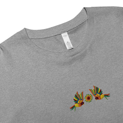 Mexican Otomi Embroidered Cropped T-Shirt - The Global Wanderer