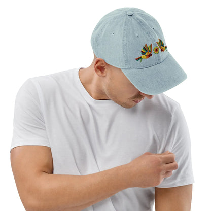 Mexican Otomi Embroidered Denim Dad Hat - The Global Wanderer