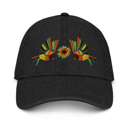 Mexican Otomi Embroidered Denim Dad Hat - The Global Wanderer