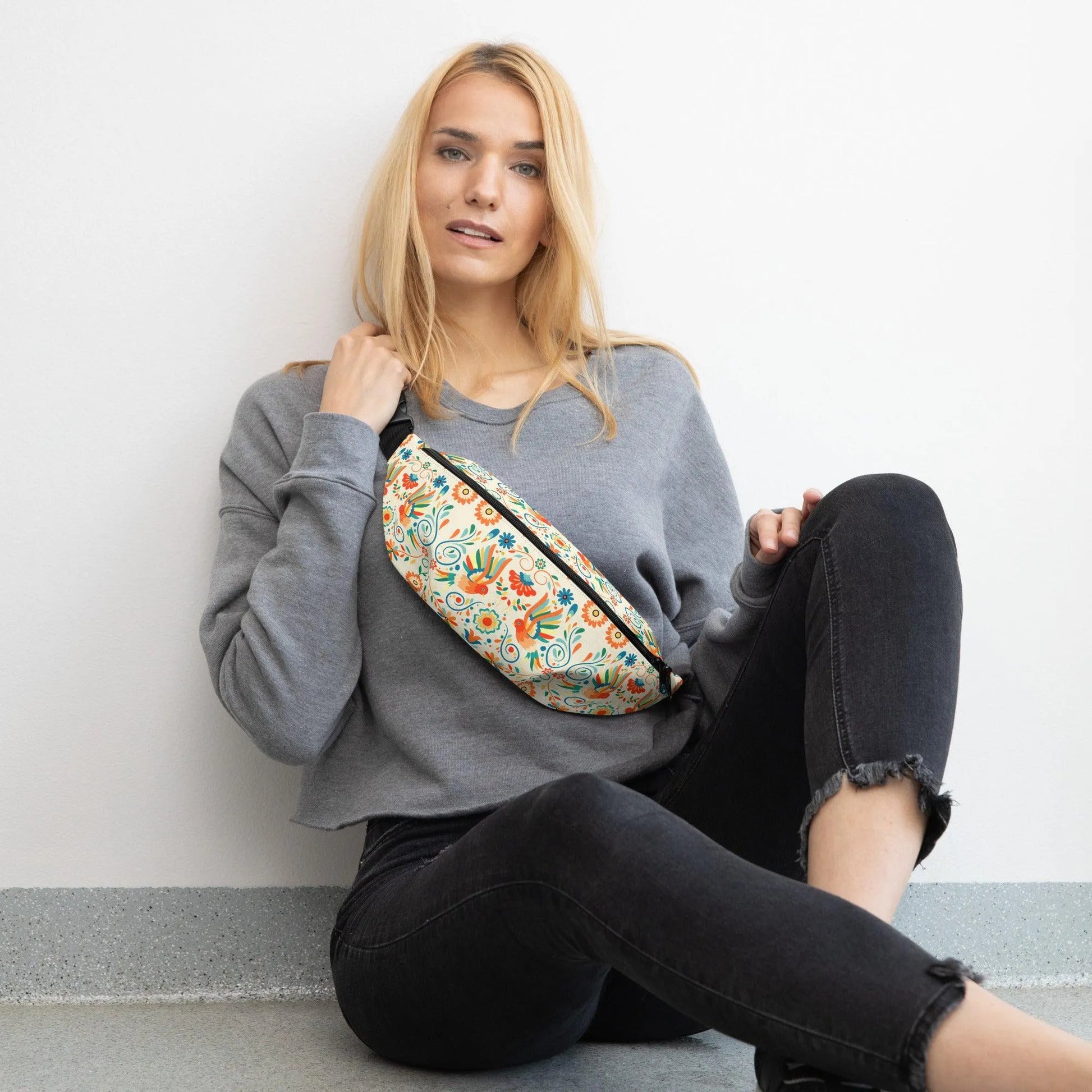 Mexican Otomi Print Fanny Pack - The Global Wanderer