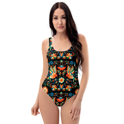 Mexican Otomi Print One-Piece Swimsuit - The Global Wanderer