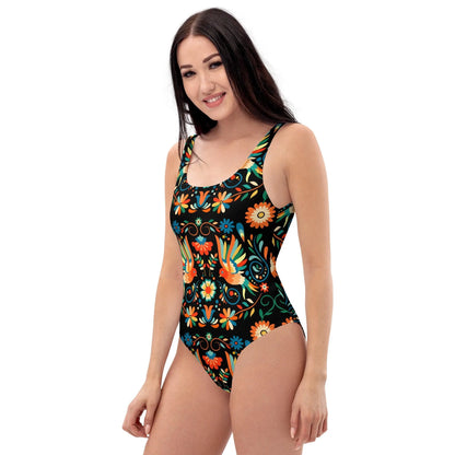 Mexican Otomi Print One-Piece Swimsuit - The Global Wanderer