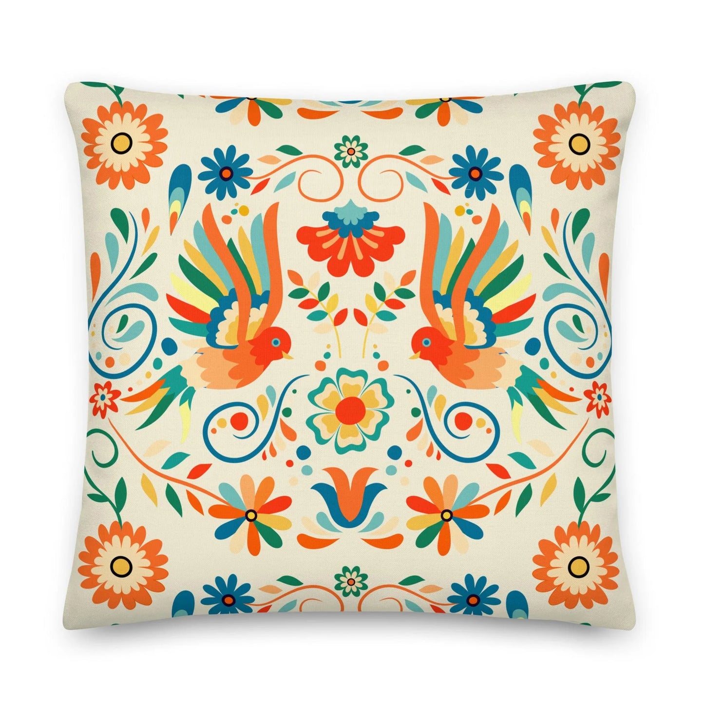 Mexican Otomi Print Throw Pillow - The Global Wanderer