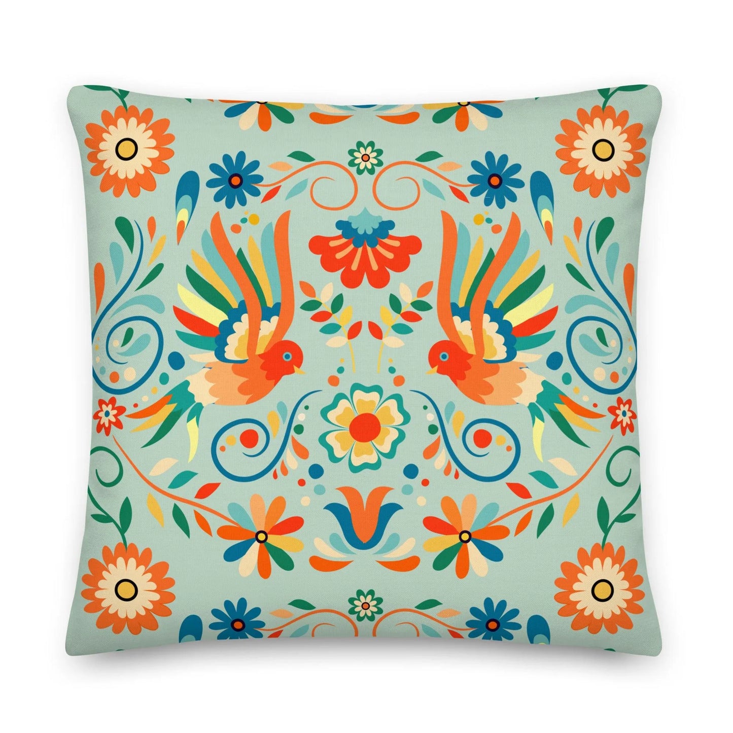 Mexican Otomi Print Throw Pillow - The Global Wanderer