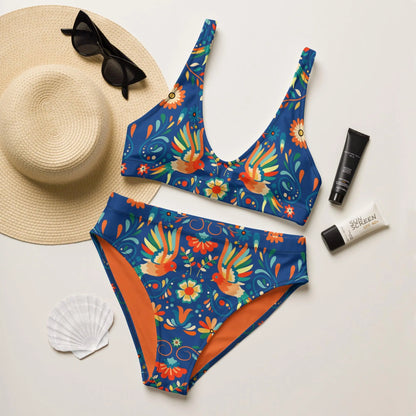 Mexican Otomi Recycled high-waisted Bikini - The Global Wanderer