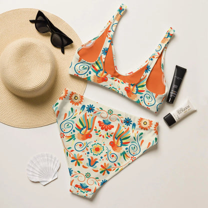 Mexican Otomi Recycled high-waisted Bikini - The Global Wanderer