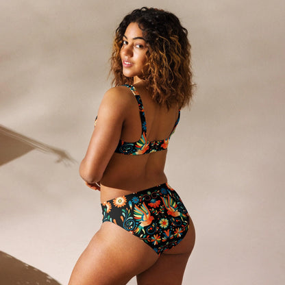 Mexican Otomi Recycled high-waisted Bikini - The Global Wanderer