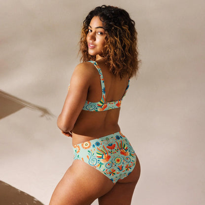 Mexican Otomi Recycled high-waisted Bikini - The Global Wanderer