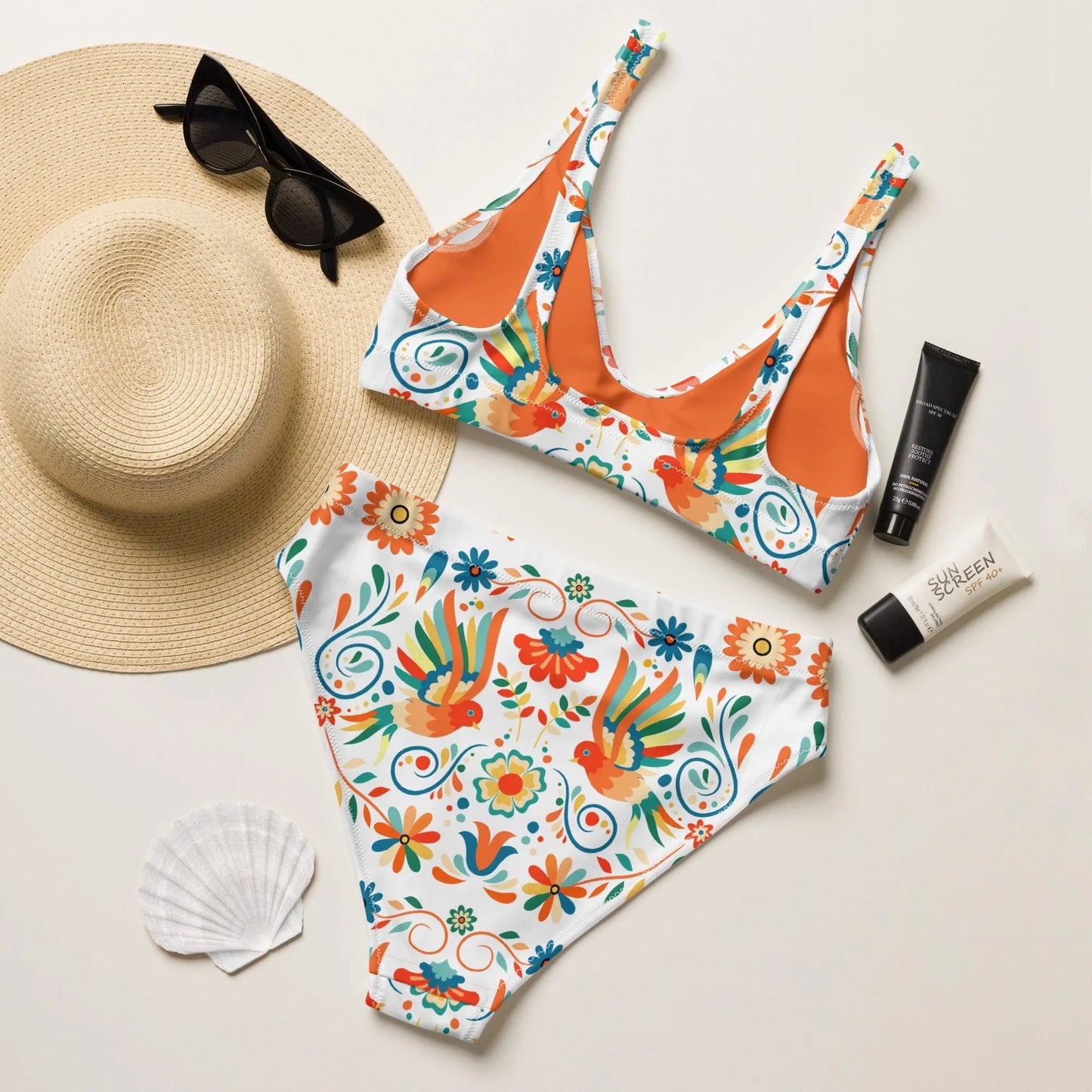 Mexican Otomi Recycled high-waisted Bikini - The Global Wanderer