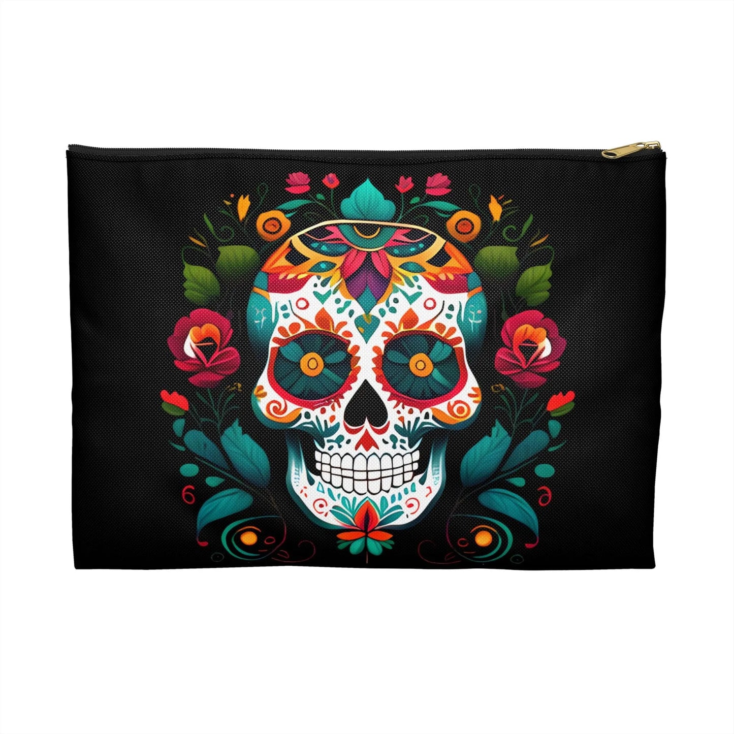 Mexican Sugar Skull Black Pouch - The Global Wanderer