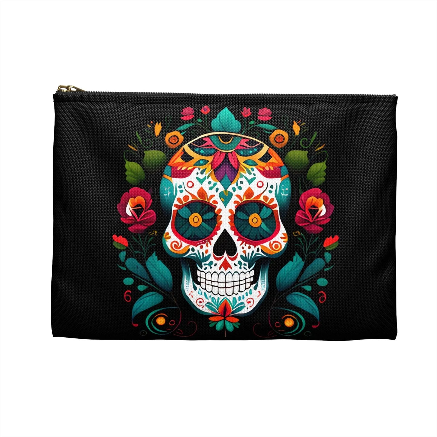 Mexican Sugar Skull Black Pouch - The Global Wanderer