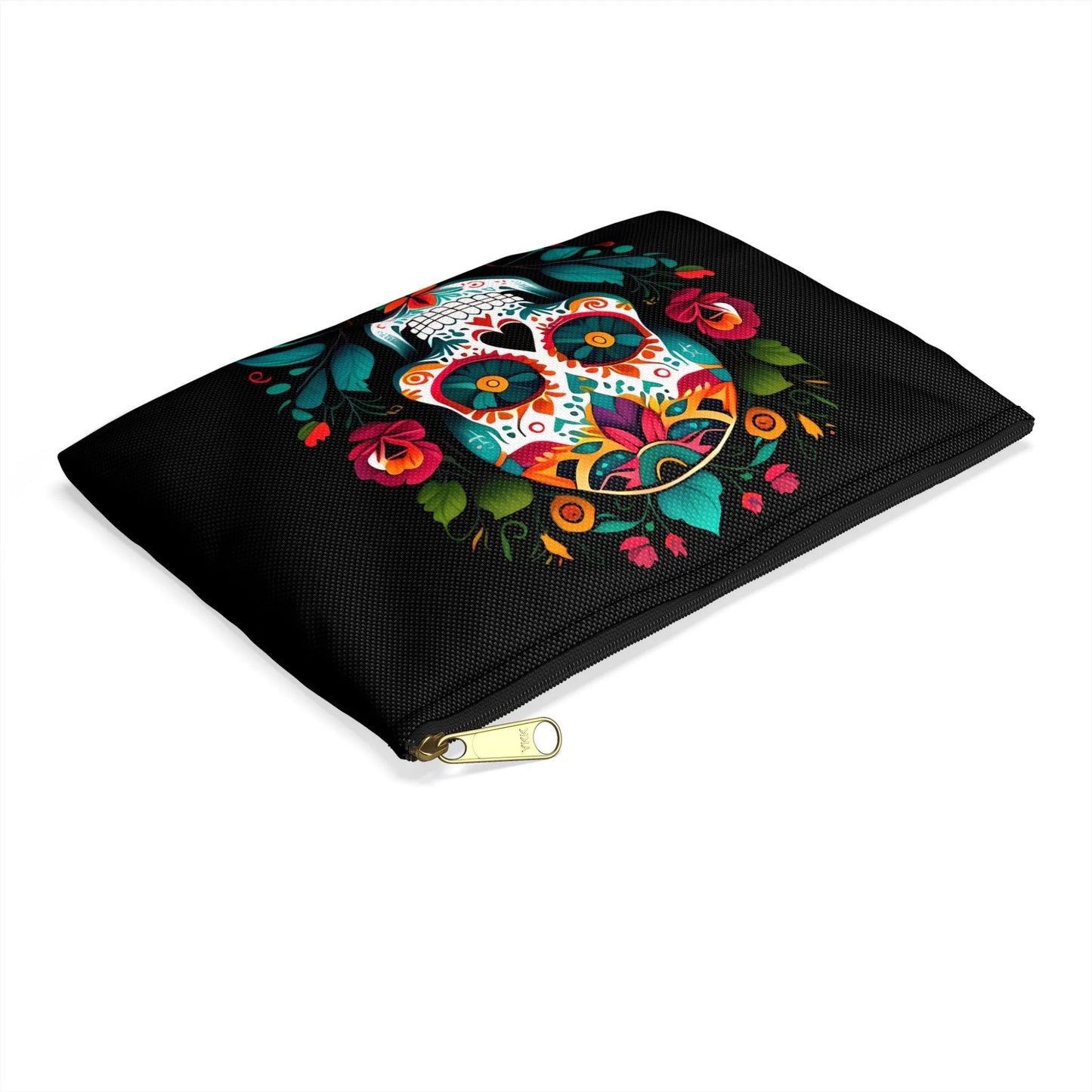 Mexican Sugar Skull Black Pouch - The Global Wanderer