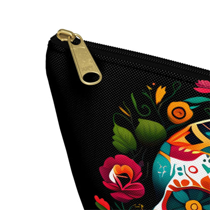 Mexican Sugar Skull Black Pouch - The Global Wanderer