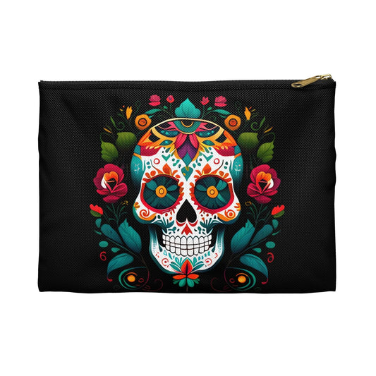 Mexican Sugar Skull Black Pouch - The Global Wanderer