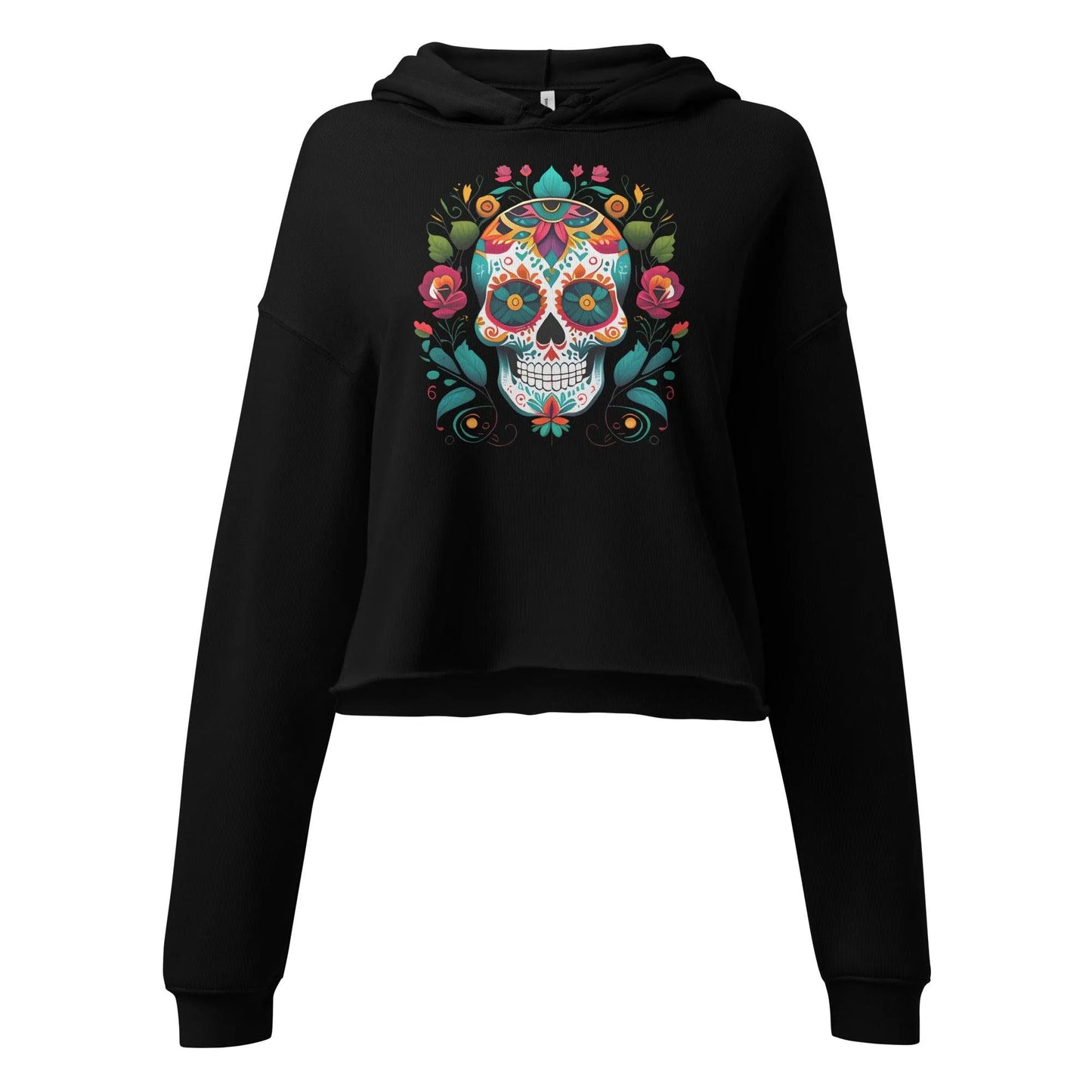 Mexican Sugar Skull Crop Hoodie - The Global Wanderer