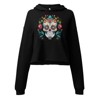 Mexican Sugar Skull Crop Hoodie - The Global Wanderer