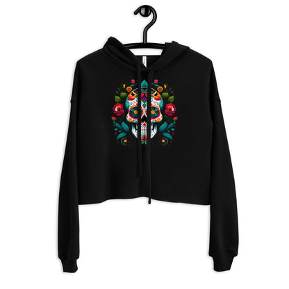 Mexican Sugar Skull Crop Hoodie - The Global Wanderer