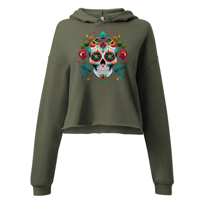 Mexican Sugar Skull Crop Hoodie - The Global Wanderer