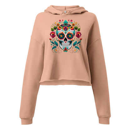 Mexican Sugar Skull Crop Hoodie - The Global Wanderer