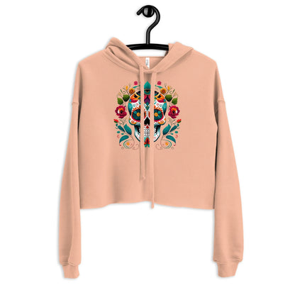 Mexican Sugar Skull Crop Hoodie - The Global Wanderer